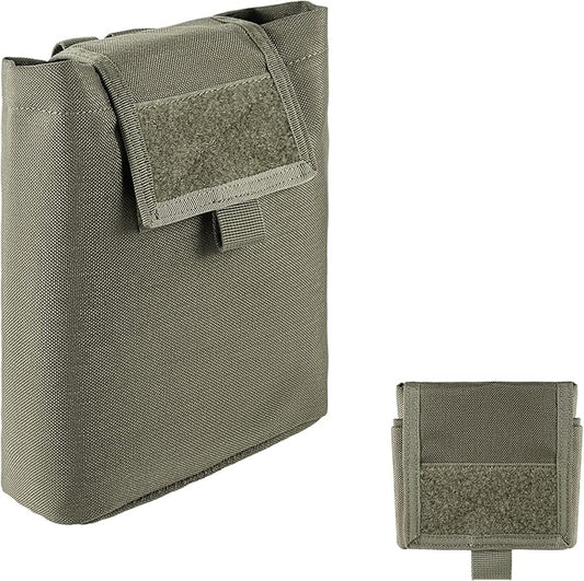 MOLLE Dump Pouch Roll Up Magazines Recovery Utility Admin Bag Drawstring Foldable Tool Mag Drop Waist Pack for Tactical/Range/Battle/Duty Belt Hunting Shooting Competition