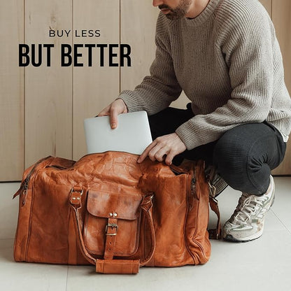 Berliner Bags Vintage Genuine Leather Duffle Bag New York XL for Travel or the Gym, Weekender, Travel Bag, Overnight Bag for Men and Women - Brown