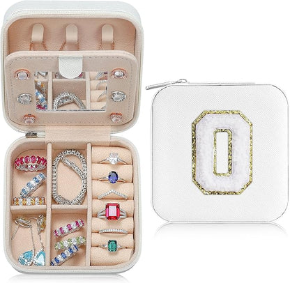 Parima Travel Jewelry Organizer for Women | Necklace, Earrings, Ring Organizer | Gifts for Women - Letter O, White