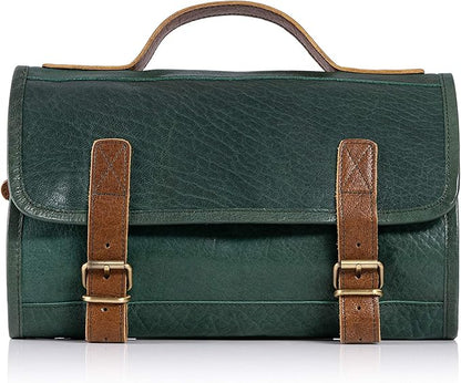 KomalC Premium Buffalo Leather Hanging Toiletry Bag Travel Dopp Kit