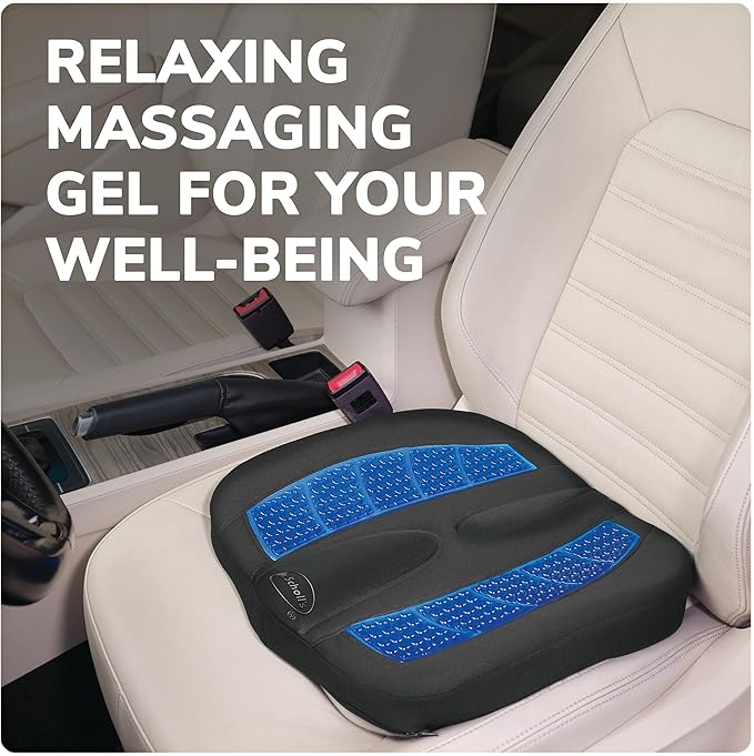 Dr. Scholl's Massaging Gel Posterior Seat Cushion for Car, Office, Home — Black