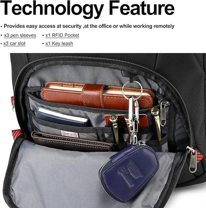 Boavan Laptop Backpack for men, 17.3 inch Laptop Bag with USB Port, Waterproof Travel Work Backpack Purse, Anti-Theft Teacher Nurse Doctor Casual Bookbags Office Business backpack ，Black