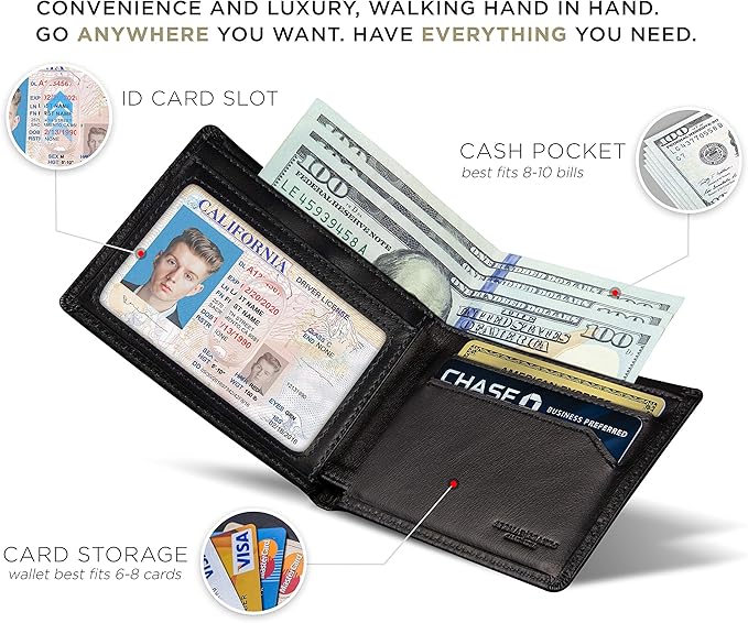 SERMAN BRANDS Mens Slim Bifold Wallet RFID Blocking Minimalist Front Pocket Wallets for Men - Thin & Stylish