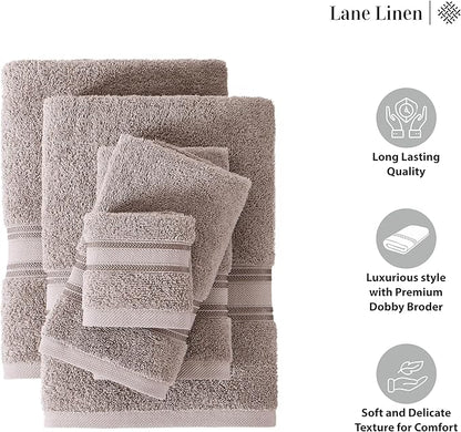 LANE LINEN Luxury Bath Towels Set - 3 Piece 100% Cotton Bathroom Towels, Quick Dry, Extra Aborbent, 1 Hand Towel, 1 Wash Cloths, 1 Bath Towel: Platinum