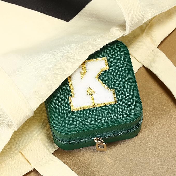 Parima House Warming Gifts New Home - Personalized Green Jewelry Holder Organizer for Travel | Preppy Stuff & Room Decor for Teen Girls | Travel Jewelry Case - Letter N