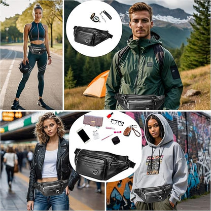 Leather Fanny Pack Mens Genuine Leather Waist Bag Sport Travel Hiking
