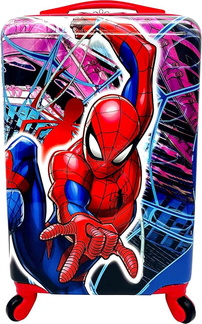 Fast Forward Kids Licensed Hard-Side 20” Spinner Luggage Lightweight Carry-On Suitcase (Spiderman - 1)