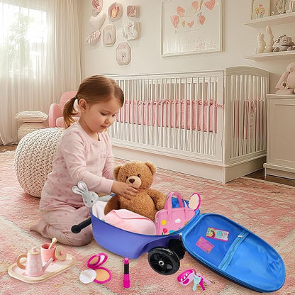 Disney Frozen Princess Suitcase Scooter for Kids - Girls Scooter Luggage with Light Up Wheels, Easy Steer and Foldable Carry On Kick Scooter for Toddler, Boys, Girls, Great Travel Gift Idea