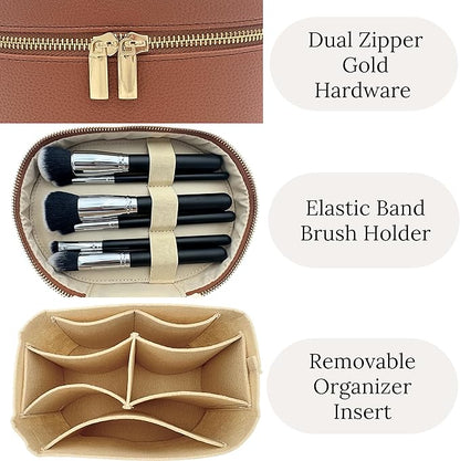 JAZD Vanity Case Makeup Bag with Removable Organizer Divider, Travel Toiletry Cosmetic Organizer for Women