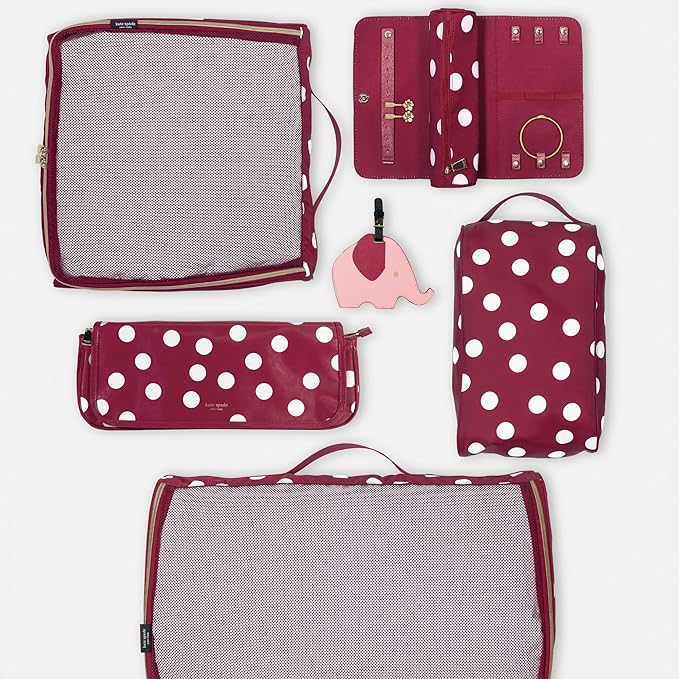 kate spade new york Travel Jewelry Case Organizer, Fabric Jewelry Box for Women, Cute Jewelry Organizer Holds Necklaces, Rings, Bracelets, Small Jewelry Roll (Julie Dot)