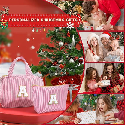 YOOLIFE Gifts for Friends - Friendship Gifts for Women, Travel Toiletry Bag for Women, Hanging Toiletry Bag, Monogrammed Initial Tolietry Pouch Makeup Bag - Letter F, Pink