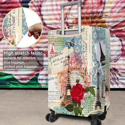 Travel Luggage Cover Suitcase Protector Fits 18-32 Inch Wheel Covers PatternedTravel Related Items Flower Luggage Protector Elastic L