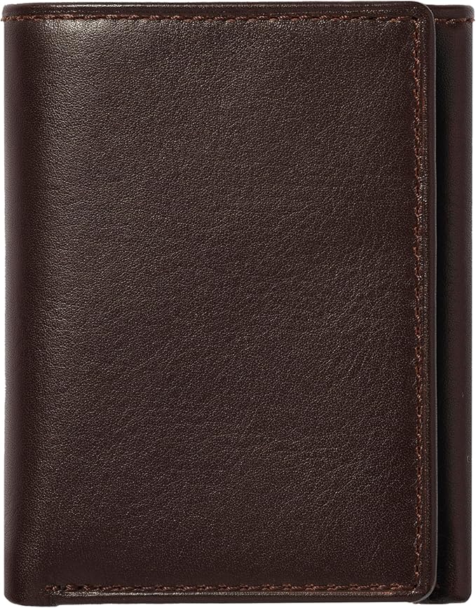 House of Jack Co. Dutton RFID Trifold Wallet for Men with Flip Out ID, Full Grain Cowhide Leather Wallet, Brown