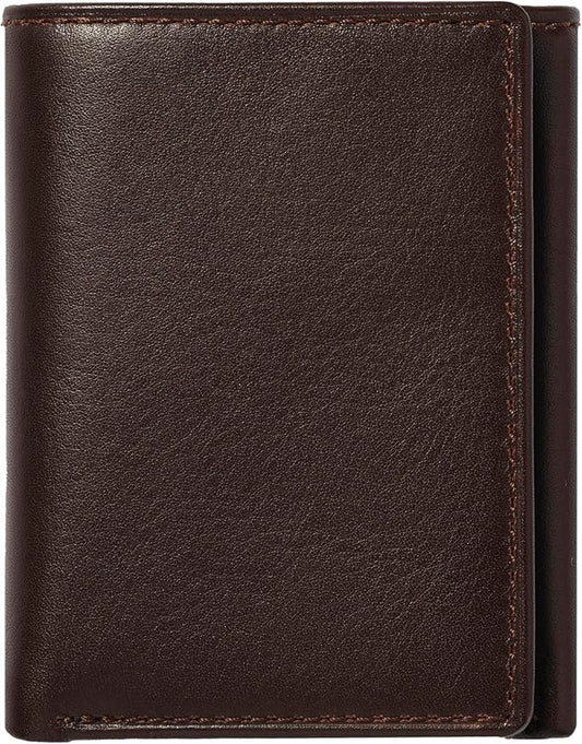 House of Jack Co. Dutton RFID Trifold Wallet for Men with Flip Out ID, Full Grain Cowhide Leather Wallet, Brown