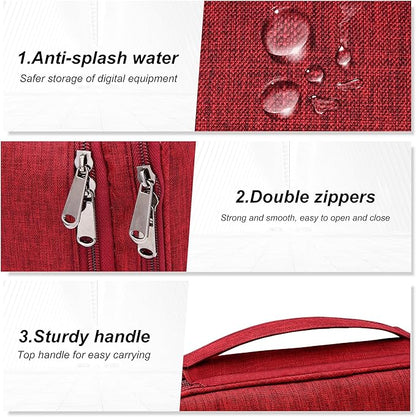 SELLYFELLY Electronic Bag Travel Cable Accessories Bag Waterproof Double Layer Electronics Organizer Portable Storage Case for Cable, Cord, Charger, Phone, Adapter, Power Bank, Kindle, Hard Drives