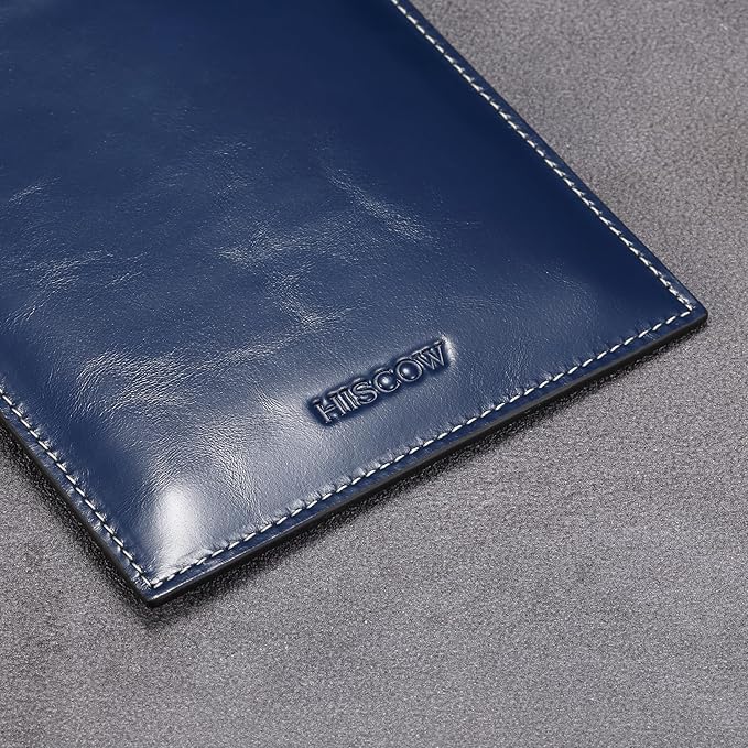 HISCOW Minimalist Passport Sleeve - Italian Calfskin (Antiqued Blue)