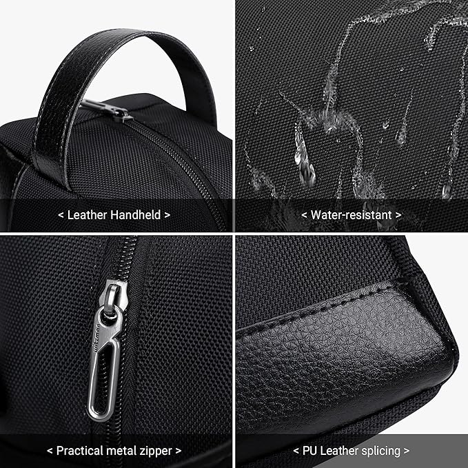 WITZMAN Toiletry Bag for Men Women Lightweight Hanging Travel Bathroom Bag Water-resistant Dopp Kit Shaving Bag Cosmetic bag （B692 Black）