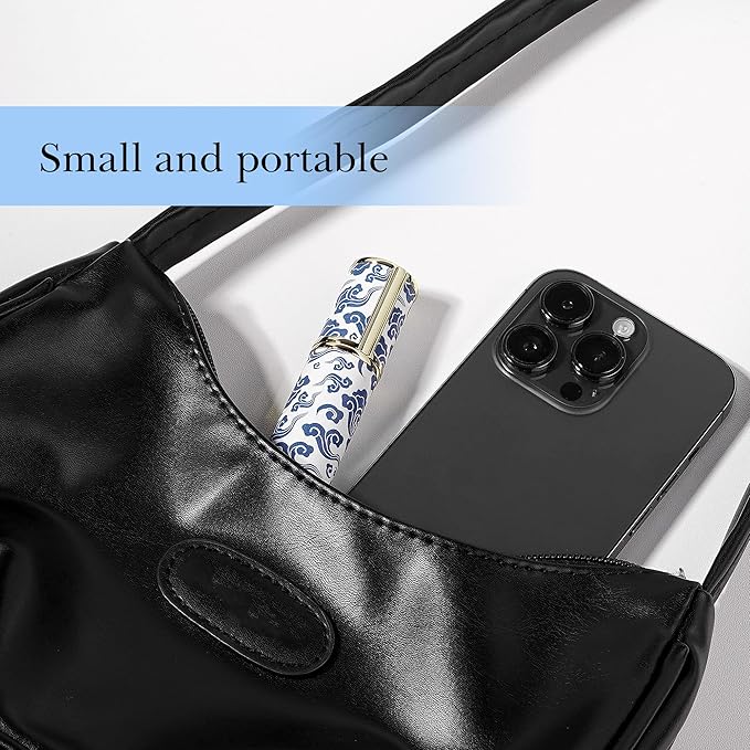 LUEXBOX Portable Perfume Bottle for Travel, Mini Refillable Perfume Dispenser, 5ml Faux Leather Leak Proof Perfume Atomizers, Blue and White Bottles Sprayer for Pocket Perfume (Blue Cloud)