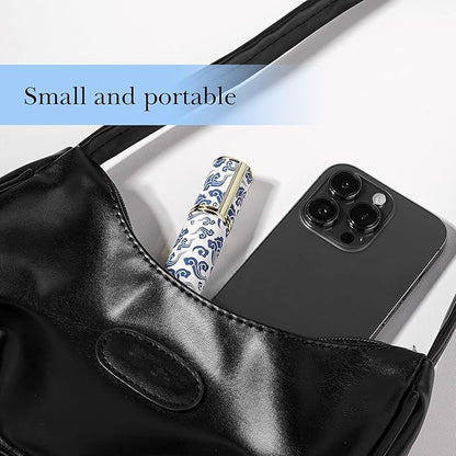 LUEXBOX Portable Perfume Bottle for Travel, Mini Refillable Perfume Dispenser, 5ml Faux Leather Leak Proof Perfume Atomizers, Blue and White Bottles Sprayer for Pocket Perfume (Blue Cloud)