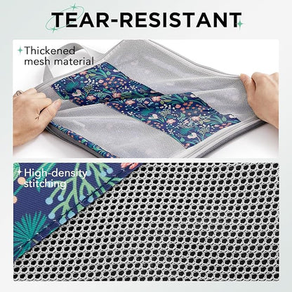 6 Set Compression Packing Cubes for Travel Essentials,Compressible Expandable Packing Cubes for Suitcase,OlarHike Luggage Organizer Bags for Travel(Dark Blue Floral)