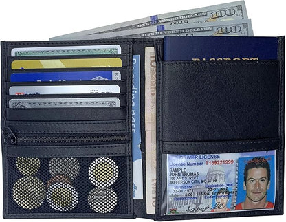 Black RFID Genuine Leather Passport Wallet