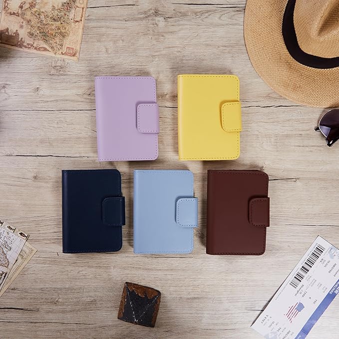 Passport Case for Travel - AirTag Passport Holder Compatible with Airtag Passports Cover with Card Slots & Note Compartment, Magnetic Closure, Genuine Leather, Classic Yellow