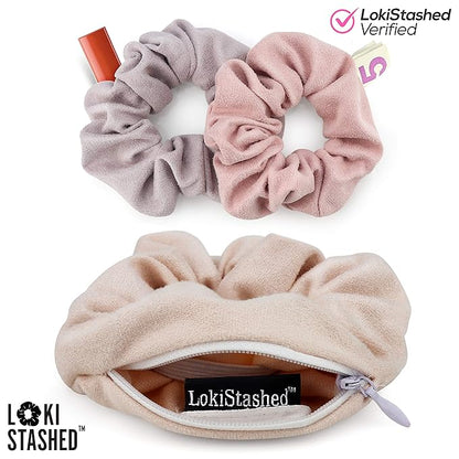 3-PACK Suede Hair Tie Scrunchies for VSCO Girls & Women, THE ORIGINAL HIDDEN POCKET SCRUNCHIE with Zipper Pocket Storage, Accessories, Small Items, Keys, Money (Pastel)