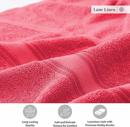 Lane Linen 100% Cotton Large Bath Towels Set of 4 (28"x54") - Zero Twist, Mercerized Cotton Bathroom Towel Sets - Quick Dry, Soft & Absorbent Large Towels Set - Dorm Essentials for Girls - Honeysuckle