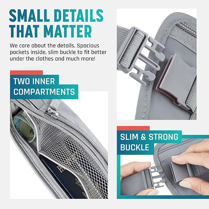 Hidden Money Belt for Travel for Men, Waist Wallet Anti Theft, RFID Passport Holder For Travel Men Or Women, Money Pouch, RFID Passport Holder