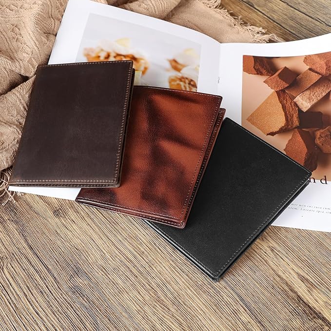 Polare Full Grain Leather Passport Holder RFID Blocking Travel Bifold Wallet Passport Holders 2 Passports (Dark Brown)