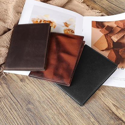Polare Full Grain Leather Passport Holder RFID Blocking Travel Bifold Wallet Passport Holders 2 Passports (Dark Brown)