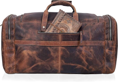 32" Vintage Duffel Classic Style with Modern Outlook Retro Thick Full Grain Cowhide Handmade Airplane Under seat Carry On Bags Leather Gym Overnight Luggage Bag