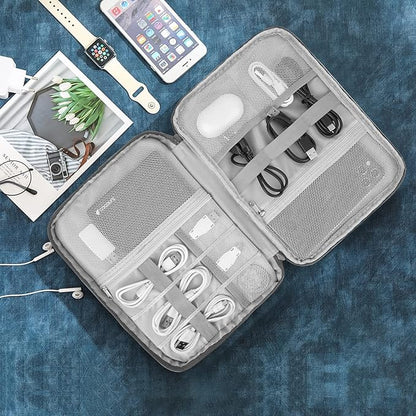 Electronic Organizer Travel Universal Cable Organizer Electronics Accessories Bag for Cable, Charger, Phone, USB, SD Card,1Pack