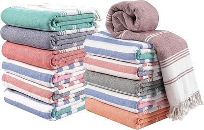 LANE LINEN 12 Pack Oversized Beach Towels – Pre-Washed, Quick Dry, Lightweight Travel Pool Towels for Adults, 39"x71" – Oceanic Twelve