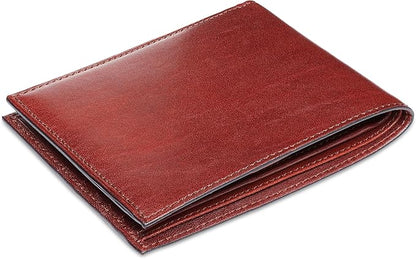 Bosca Men's Old Italian Leather Wallet RFID Blocking Modern Bifold Executive Design 8 Card Slots, Made in Italy - Dark Brown