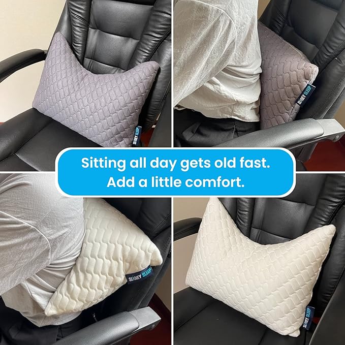 Sidney Sleep Mini Travel Size Neck Pillow - Knee, Back Lumbar and Support - Small Curved Pillow - 14 x 19 Inches - Adjustable Loft - Washable - Drawstring Backpack Included (White)