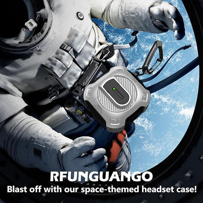 RFUNGUANGO for AirPods 4th Generation Case, 2024 New Space Theme Case. Compatible with AirPods 4th Generation, with Locking Feature, Military Grade Drop Protection, Works with MagSafe.[Silvery]