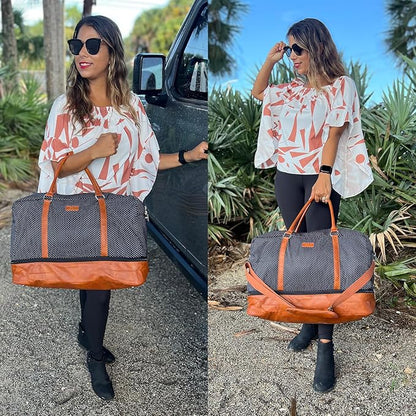 IBFUN Weekender Bags for Women, 21" Weekender Travel Bag, Travel Duffle Bag with Shoe Compartment Carry on Overnight Duffel Bag for Weekend Travel Business Trip