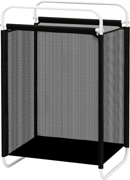 STO STO Laundry Hamper, 75L Laundry Basket with Vinyl Mesh Bag, Lightweight Portable Dirty Clothes Hamper, Laundry Bin with Metal Frame for Laundry Room, Bedroom, Closet and Dorm, Black Mesh