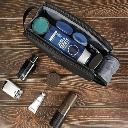 ZEEMO Travel Toiletry Bag for Men, Medium Water-Resistant Double-Sided Full-Open Dopp Kit, Versatile Organizer for Shower and Hygiene Accessories, Bathroom Essentials, Cosmetics, Large, Black