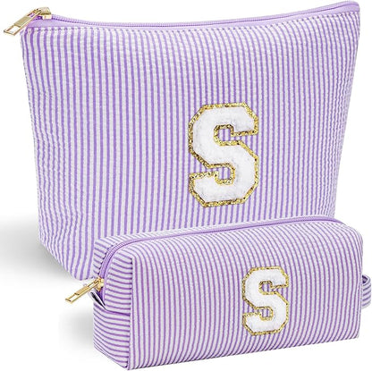 YOOLIFE Christmas Gifts for Teenage Girls Stocking Stuffers for Teen Girl Initial Makeup Bag | Cosmetic Toiletry Bag | Birthday Gift for 9 10 11 12 13 Years Old | Teen Girl Gifts Trendy Stuff Purple S