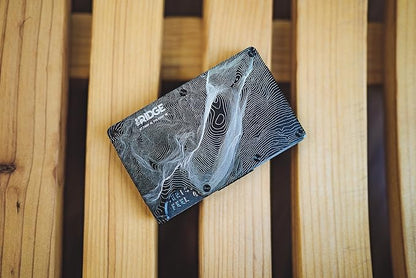 Ridge Wallet for Men - Slim Minimalist Compact Wallet and Card Holder, RFID Protected Front Pocket Wallets for Men with Integrated Cash Strap (Half Dome Topographic)
