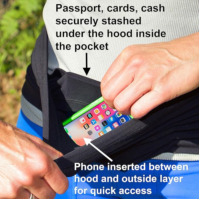 Sporteer VersaMax Running Belt, Travel Belt, Workout Waist Pack - Large Security Pockets Fit All Smartphones, Money, Passport, and Other Valuable Items (Black, X-Large)