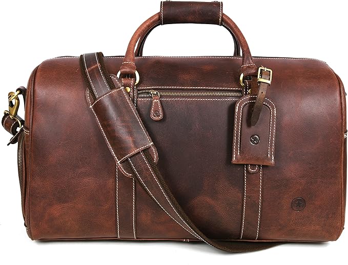 Leather Duffel Bag for Men & Women Travel, Weekend, Overnight, Gym Bag
