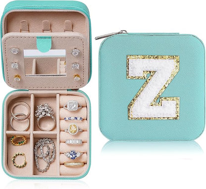 Parima Teacher Appreciation Gifts for Women, Travel Jewelry Case for Women Teacher Gifts | Travel Gifts for Teacher | Travel Essentials Small Jewelry Box - Letter Z, Aqua Blue