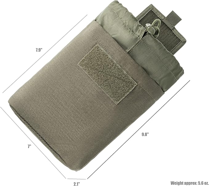 MOLLE Dump Pouch Roll Up Magazines Recovery Utility Admin Bag Drawstring Foldable Tool Mag Drop Waist Pack for Tactical/Range/Battle/Duty Belt Hunting Shooting Competition