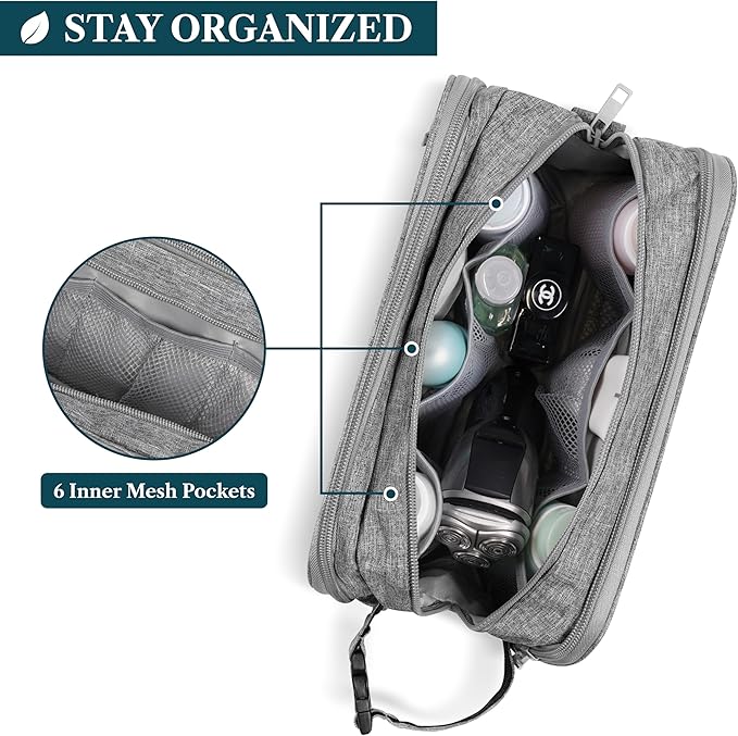 PAVILIA Toiletry Bag for Men, Travel Pouch Essentials Shaving Dopp Kit, Travel Bag Toiletries Organizer Case, Cosmetic Make Up Accessory, Water Resistant