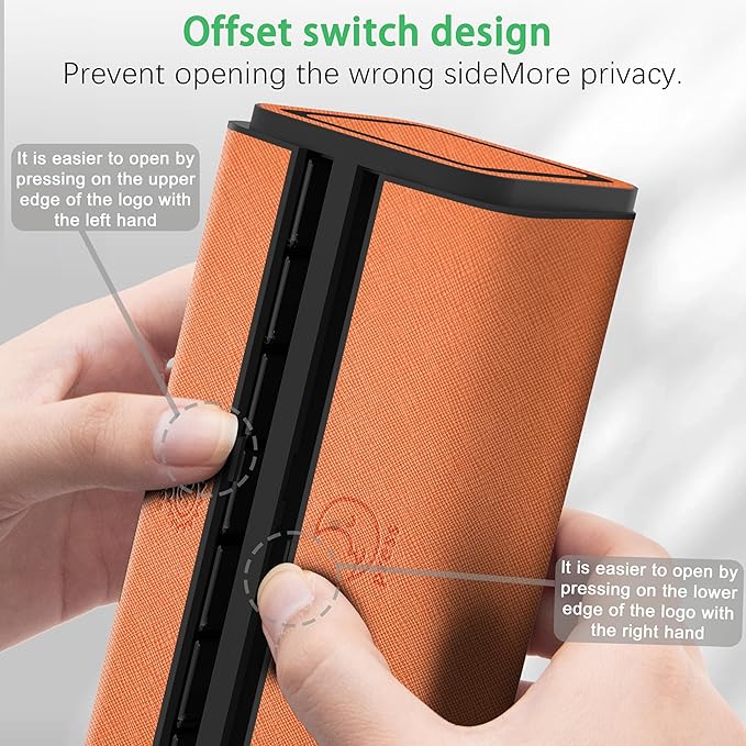 7-Day AM/PM Pill Organizer with Scratch-Resistant Leather Case - Portable Weekly Travel Medicine Box with Detachable Daily Pods & Privacy Design (Bright Orange)