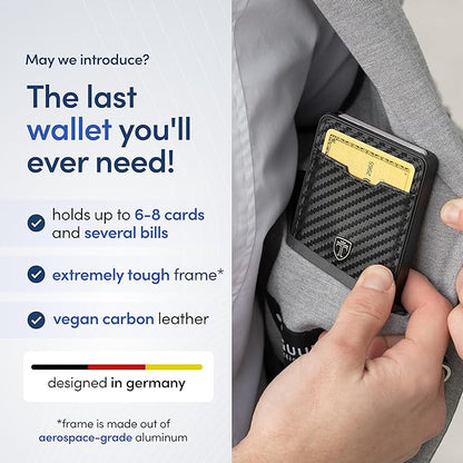 TRAVANDO Swype Slim Wallet for Men Metal RFID Blocking Mens Wallet Card Case (With AirTag* Pocket)