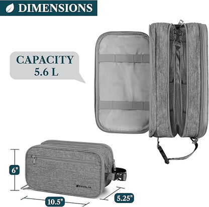 PAVILIA Toiletry Bag for Men, Travel Pouch Essentials Shaving Dopp Kit, Travel Bag Toiletries Organizer Case, Cosmetic Make Up Accessory, Water Resistant